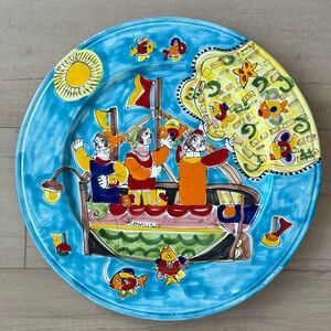 La Musa Italy Hand Painted Large Hanging Wall Plate RARE